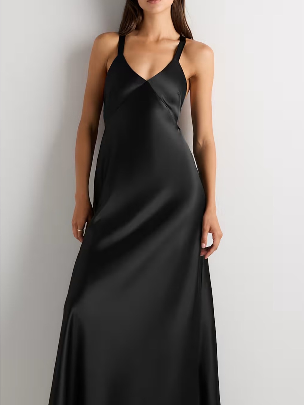 Black satin long dress
